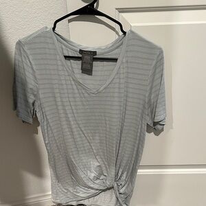 Matty M Light Gray Striped Women's Tee